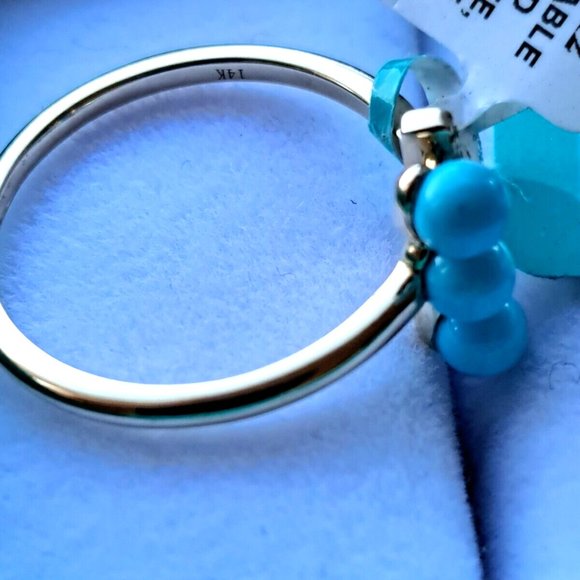 NWT 14k Yellow Gold, 0.9 CT. T.W. Diamond & Turquoise Ring Size 7 - Picture 5 of 5